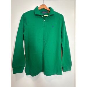 Kids Polo Ralph Lauren Long Sleeve Polo Shirt Green Classic Fit Size L